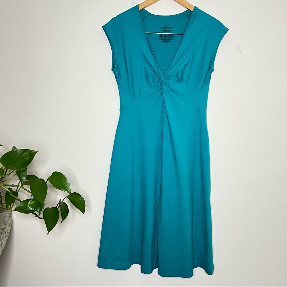 COPY - Patagonia Teal Twist Front Bandha Midi Dress Cap Sleeve Womens Size Medi…